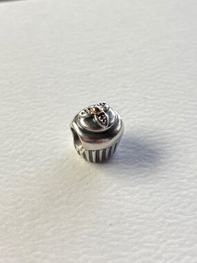 Authentic Pandora Retired Two-Tone Cupcake Charm S925 & 14K Gold 790417